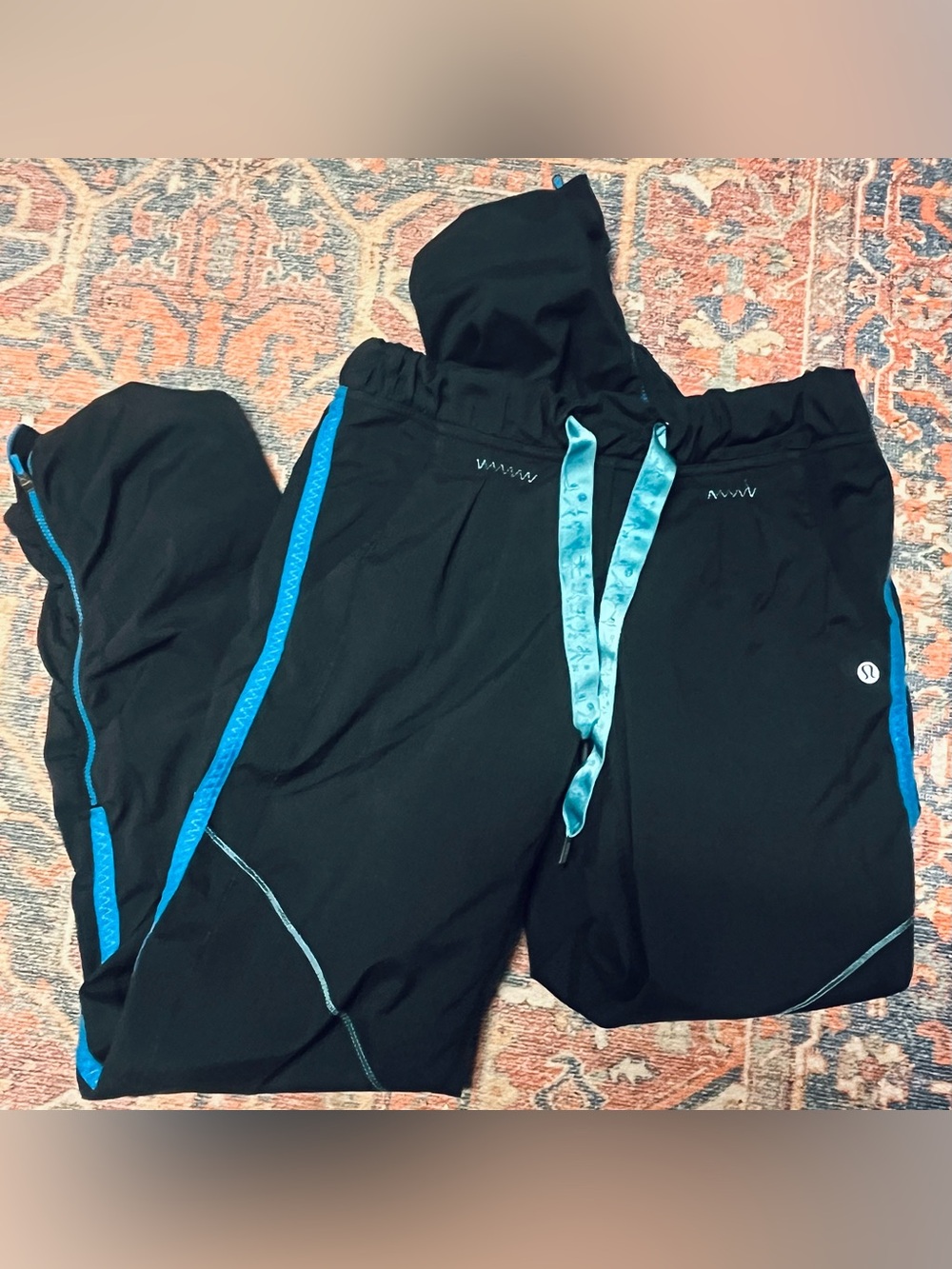 lululemon athletica Black Joggers with Bright Blue Trim